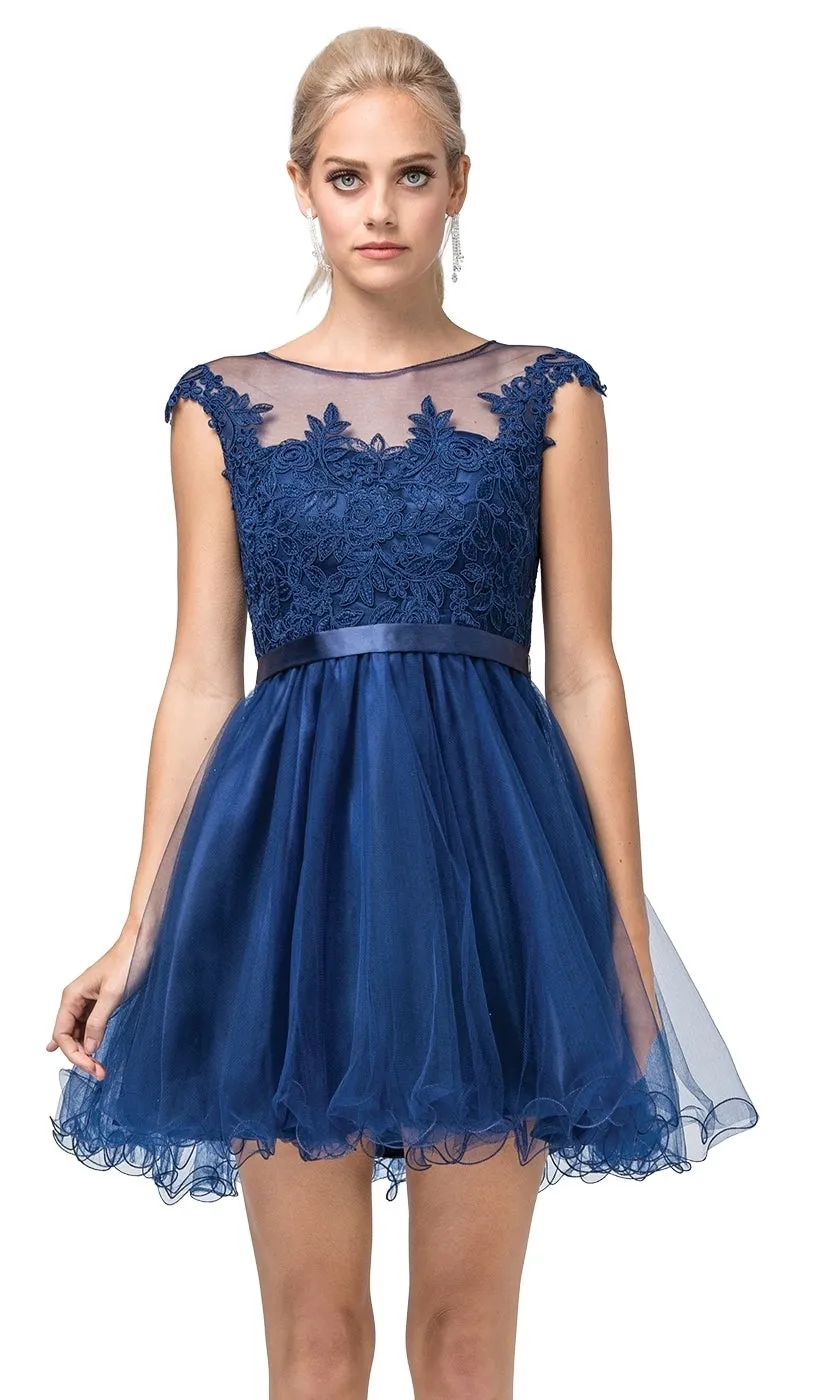 Lace-Applique-Bodice Short Homecoming Dress sold by PromGirl product image thumbnail 3