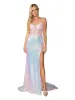 Lace-Up Long Sequin Prom Dress: Dancing Queen 4435 sold by PromGirl