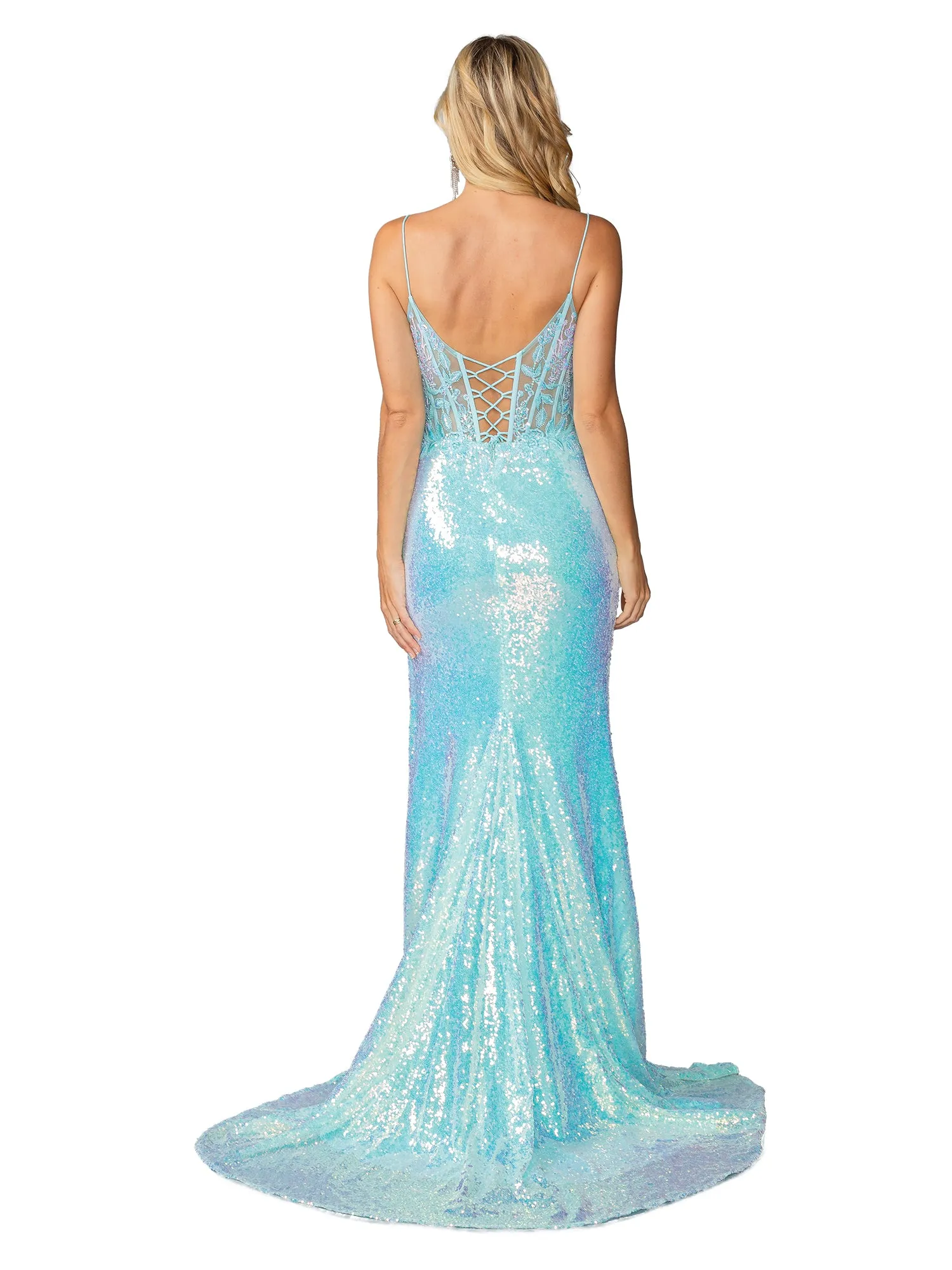 Lace-Up Long Sequin Prom Dress: Dancing Queen 4435 sold by PromGirl product image thumbnail 2