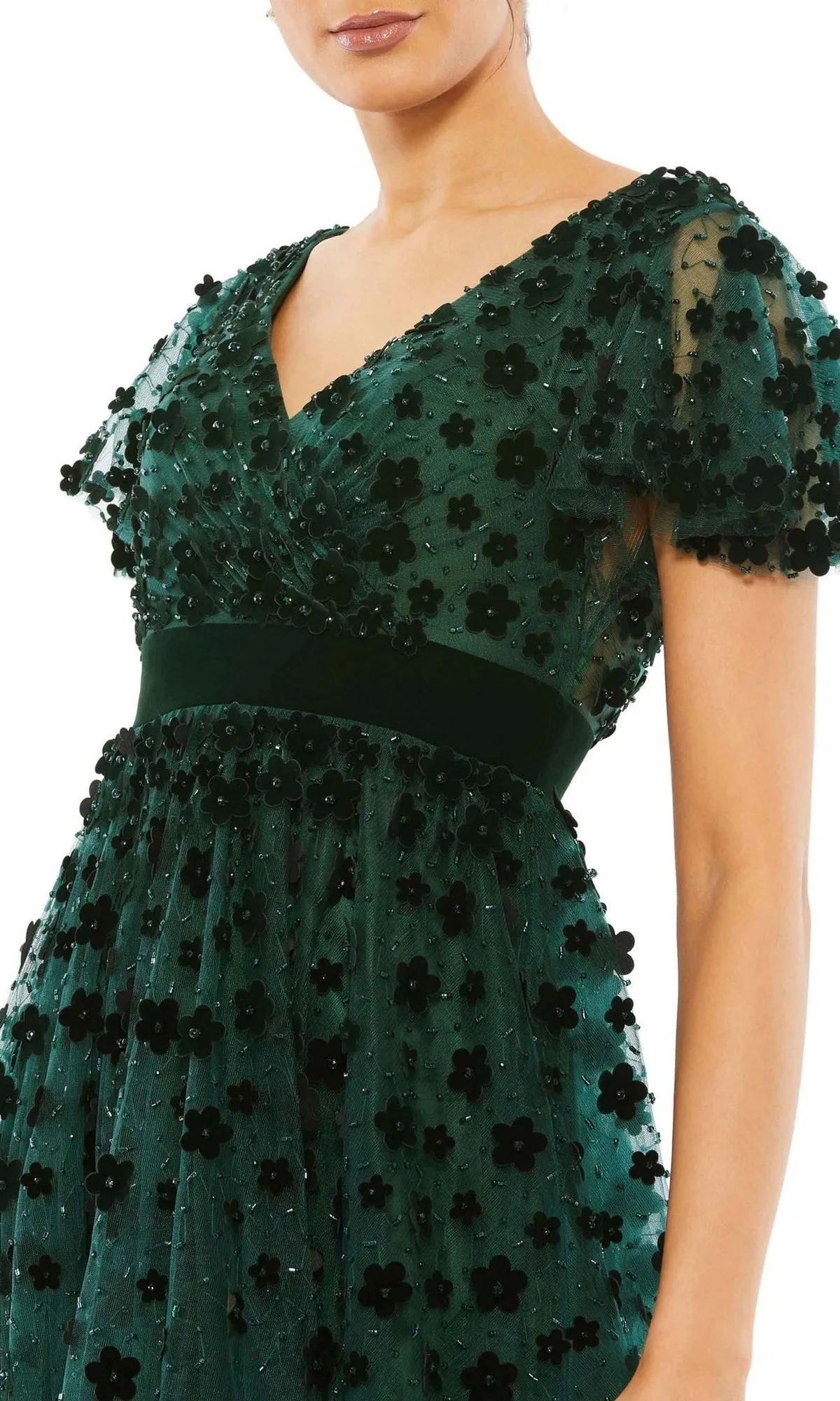 Floral Midi Wedding Guest Dress: Mac Duggal 67854 sold by PromGirl product image thumbnail 5