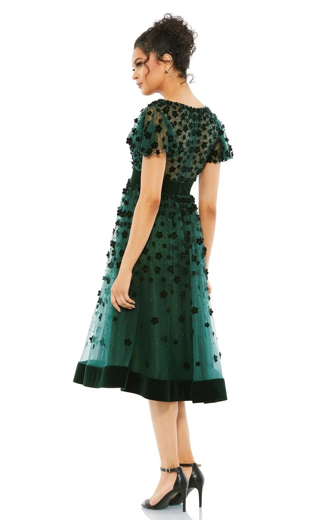 Floral Midi Wedding Guest Dress: Mac Duggal 67854 sold by PromGirl product image thumbnail 2