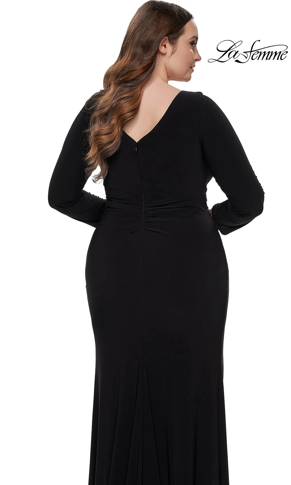 La Femme Plus-Size Black Jersey Formal Dress 32191 sold by PromGirl product image thumbnail 2