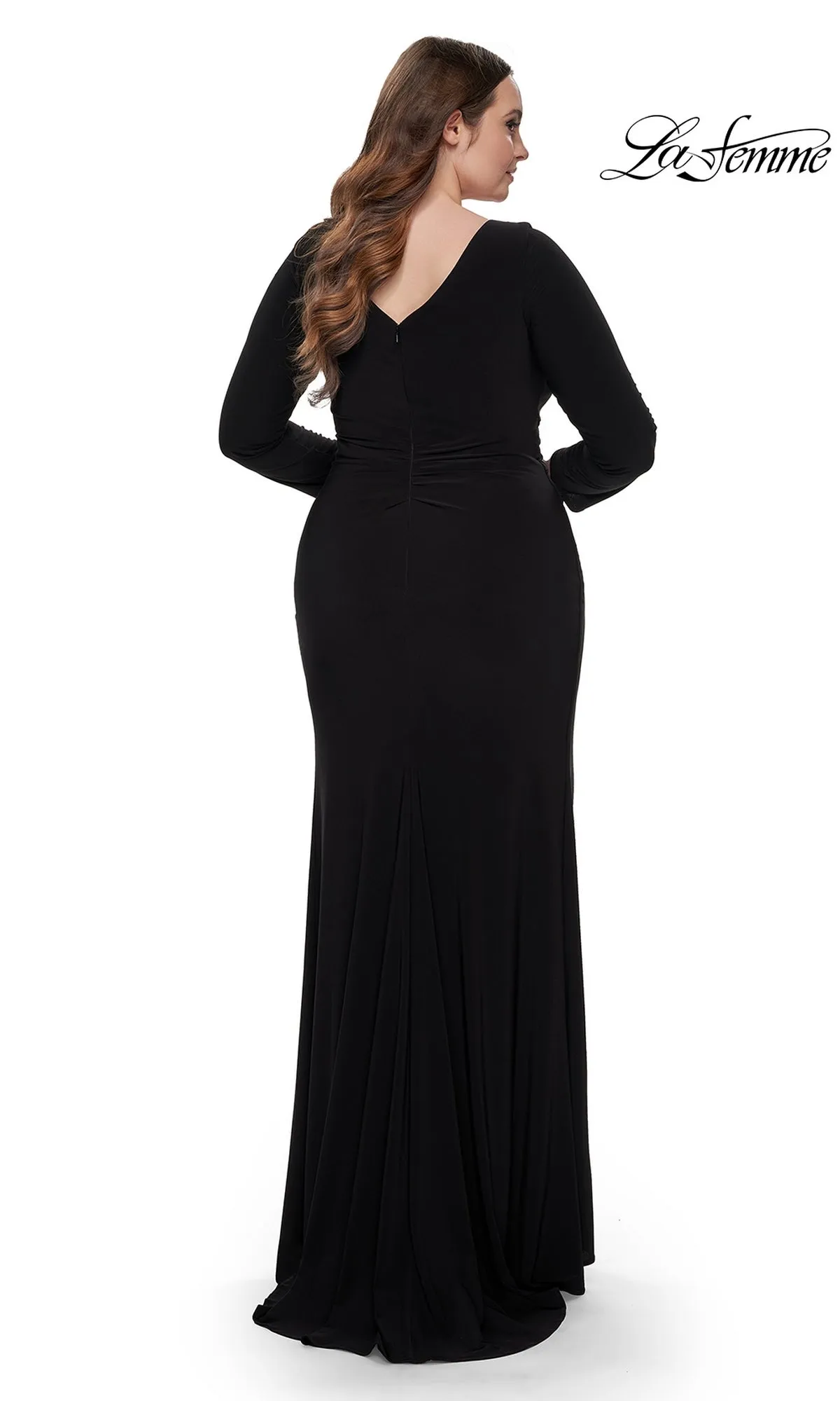 La Femme Plus-Size Black Jersey Formal Dress 32191 sold by PromGirl product image thumbnail 5