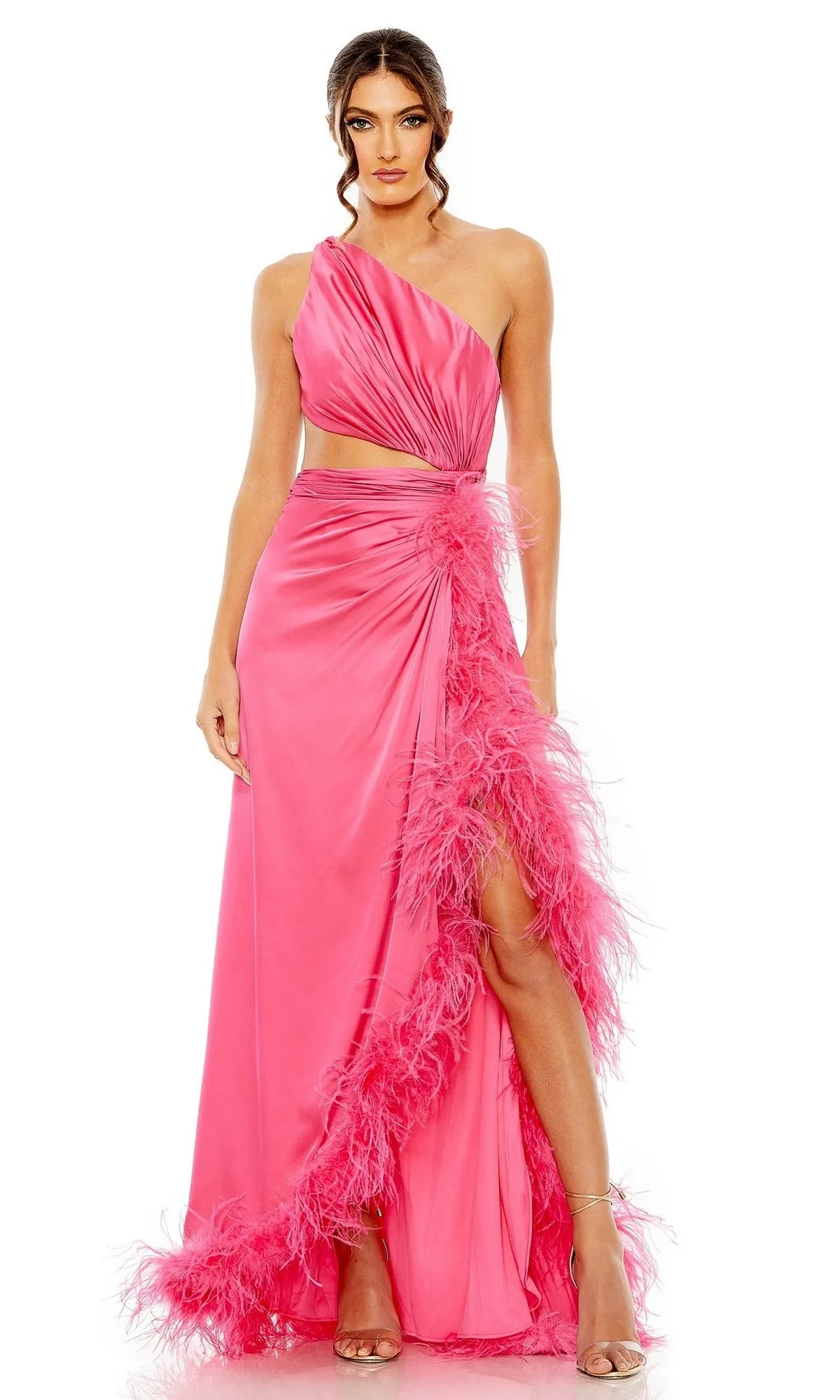 Feather Long Neon Formal Dress: Mac Duggal 11689 sold by PromGirl