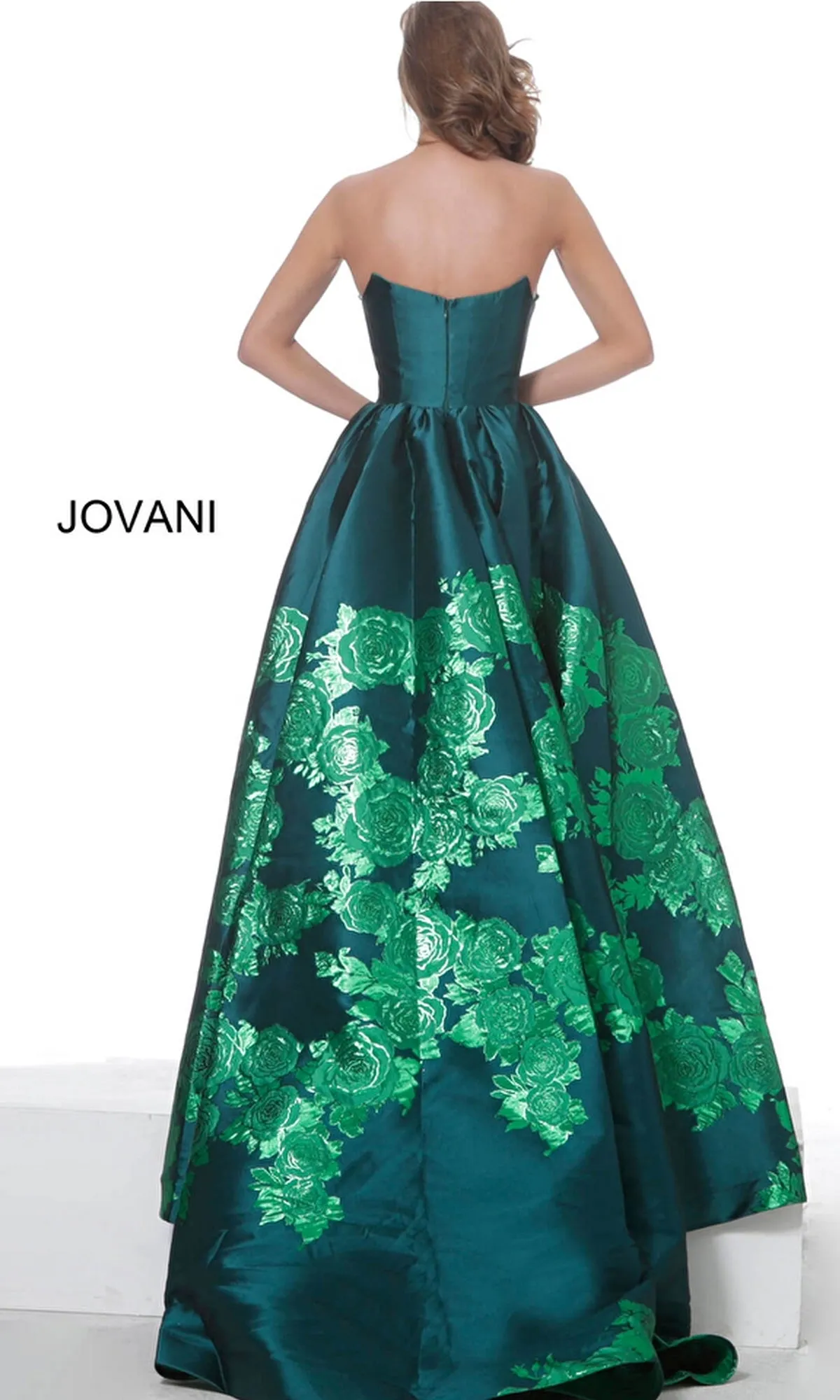Jovani Strapless Floral Long Prom Ball Gown 02038 sold by PromGirl product image thumbnail 4