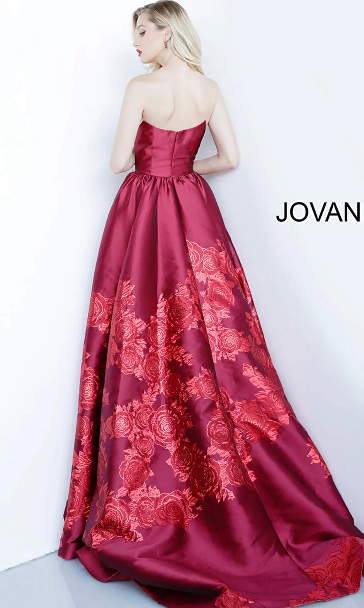Jovani Strapless Floral Long Prom Ball Gown 02038 sold by PromGirl product image thumbnail 2