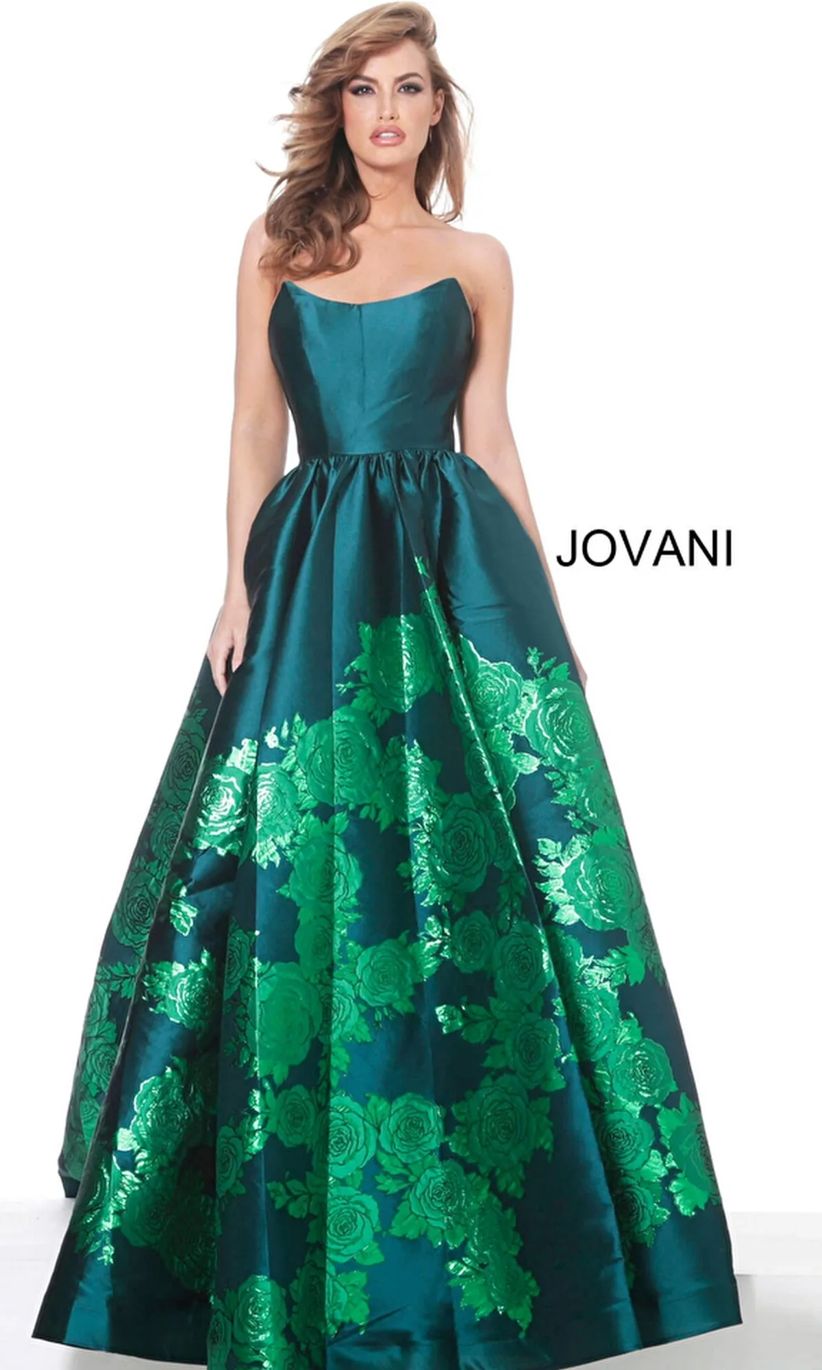 Jovani Strapless Floral Long Prom Ball Gown 02038 sold by PromGirl product image thumbnail 5