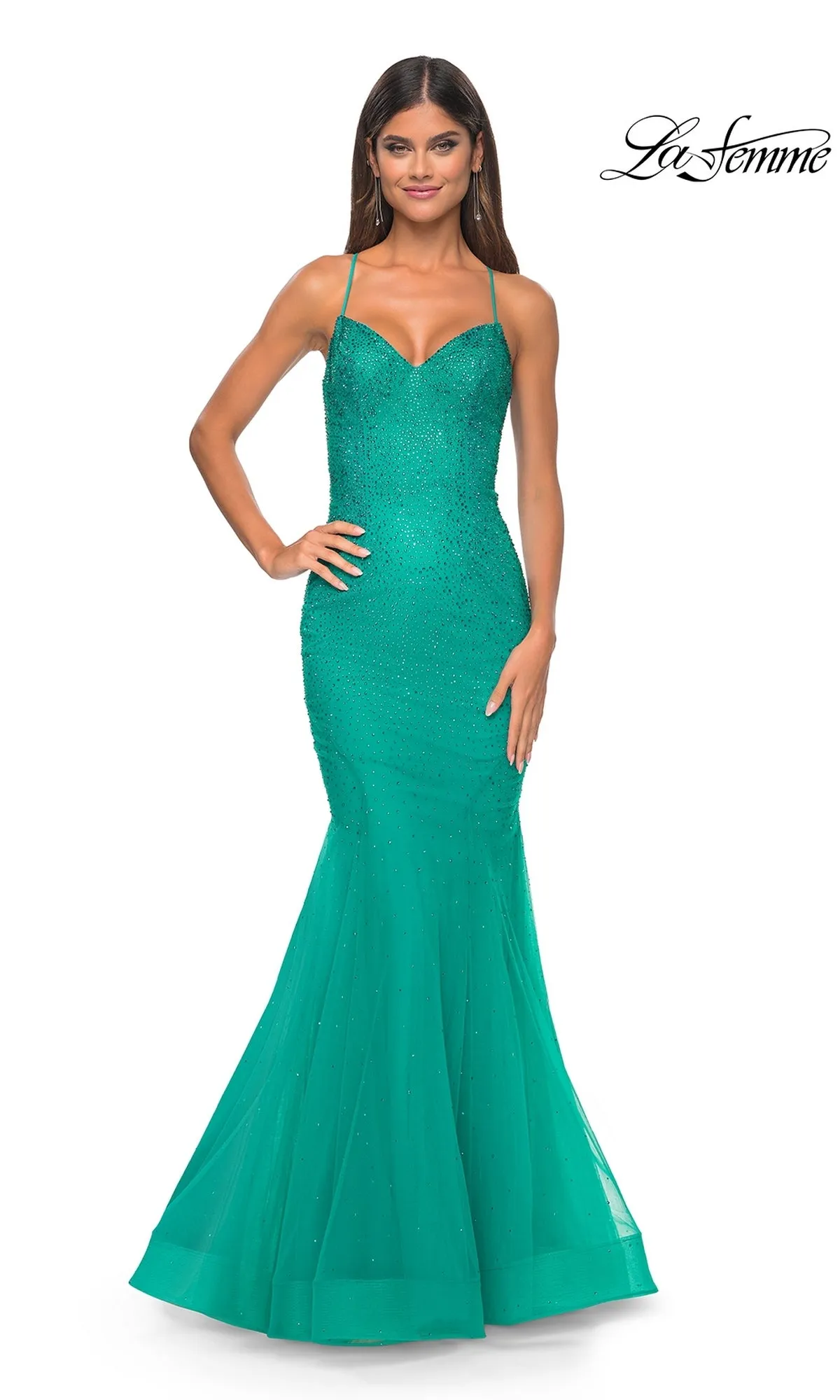 La Femme Embellished Long Mermaid Prom Dress 32273 sold by PromGirl product image thumbnail 4