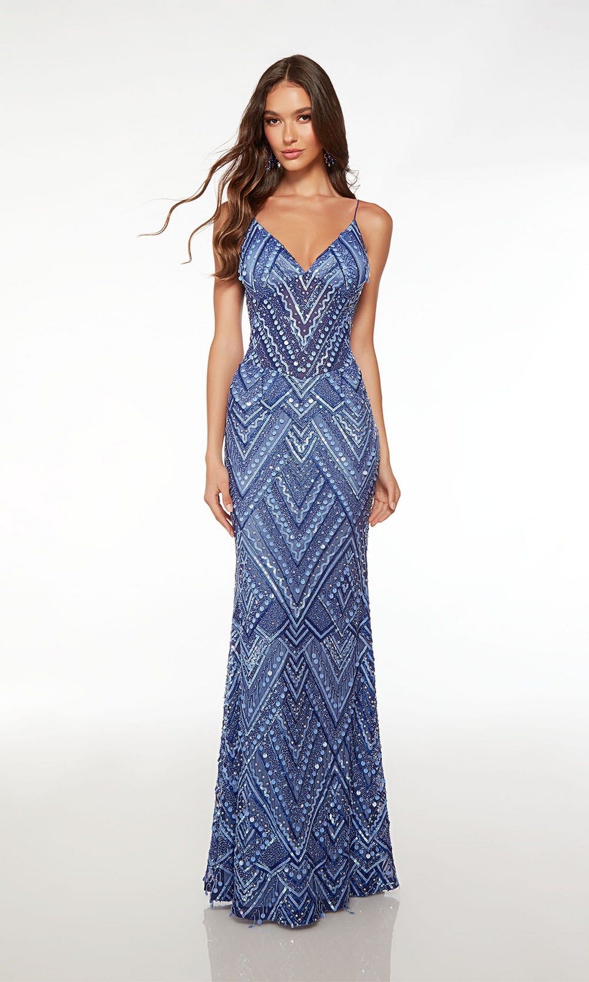 Alyce Hand-Beaded Long Blue Prom Dress 61609 sold by PromGirl product image thumbnail 3