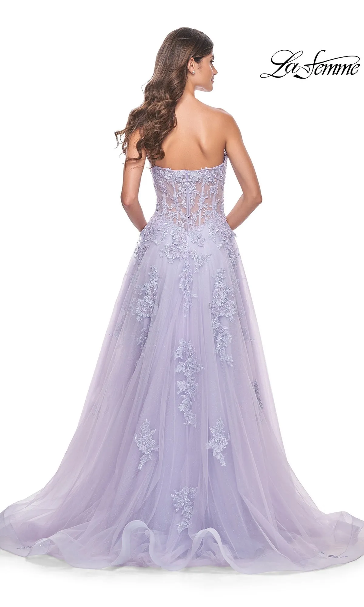 La Femme Strapless Long Lace Prom Dress 32145 sold by PromGirl product image thumbnail 2