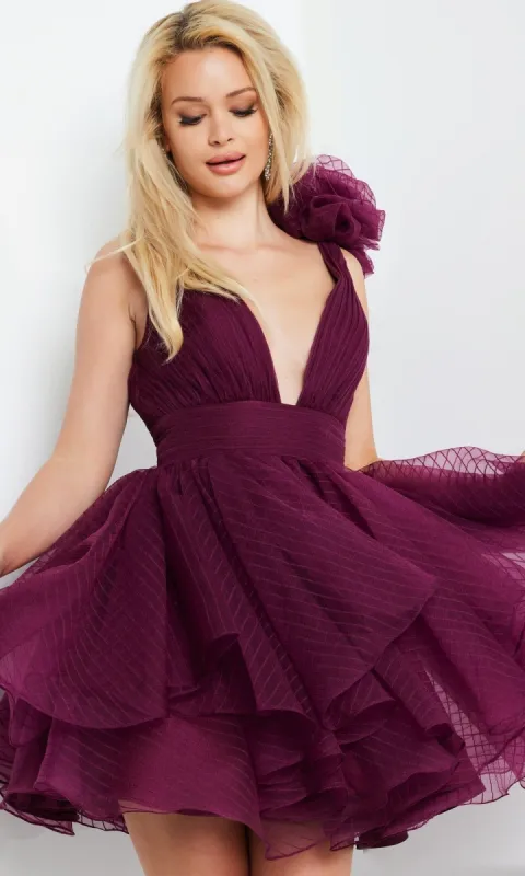 Jovani Rosette-Shoulder Short Party Dress 22779 sold by PromGirl