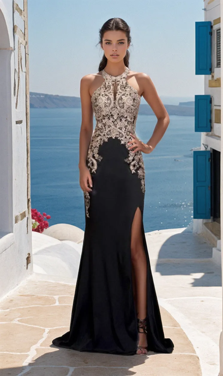 Sheer Illusion-Sides Long Prom Dress: Chicas C1541 sold by PromGirl