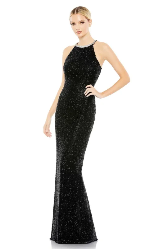 Long Black Beaded Formal Dress: Mac Duggal 93742 sold by PromGirl