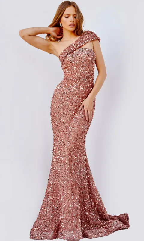 One-Shoulder Sequin Prom Dress from JVN By Jovani sold by PromGirl