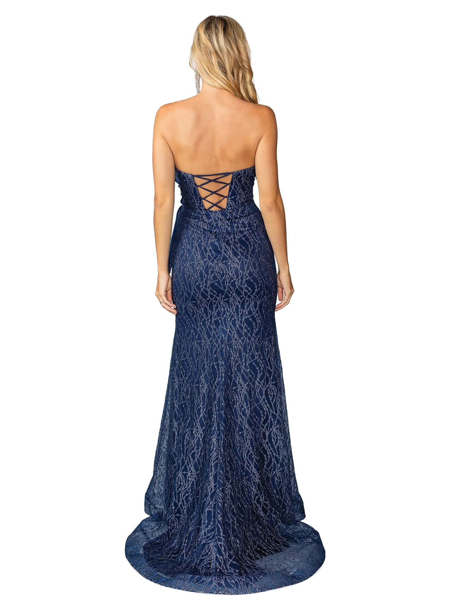 Side-Bow Strapless Long Glitter Prom Dress 4394 sold by PromGirl product image thumbnail 2