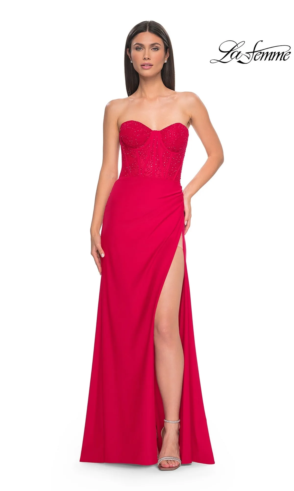 La Femme Strapless Long Corset Prom Dress 32234 sold by PromGirl product image thumbnail 4