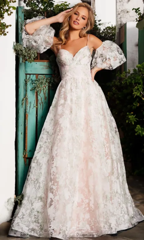 JVN by Jovani Puff Sleeve Ball Gown JVN37531 sold by PromGirl
