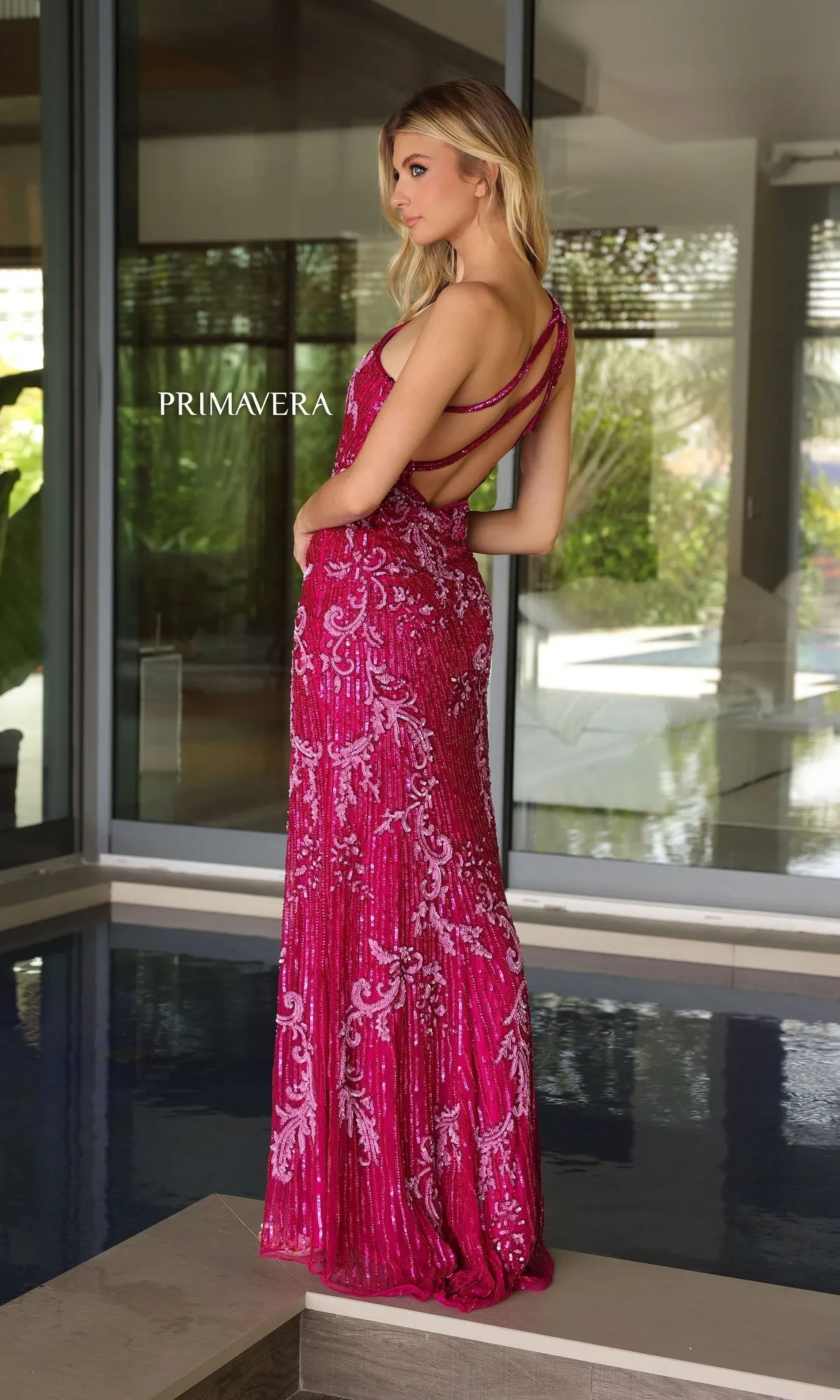 Primavera Strappy-Back Long Beaded Prom Dress 4124 sold by PromGirl product image thumbnail 2