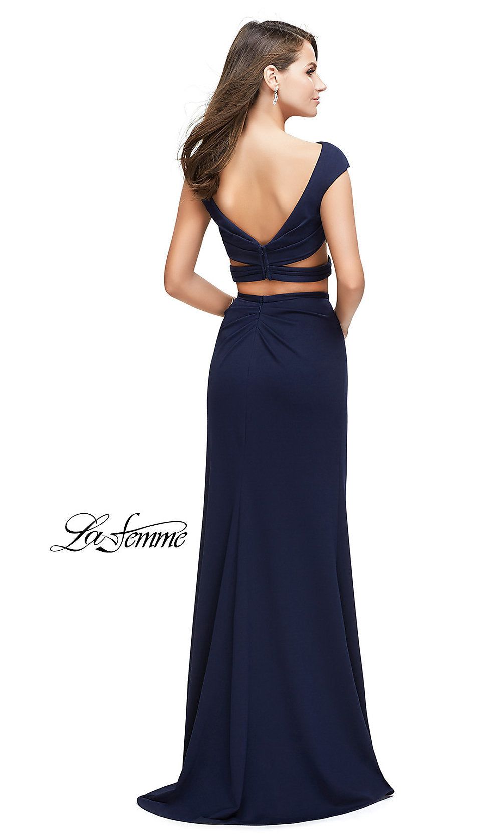 Two-Piece Open-Back Long La Femme Prom Dress with Slit sold by PromGirl product image thumbnail 2