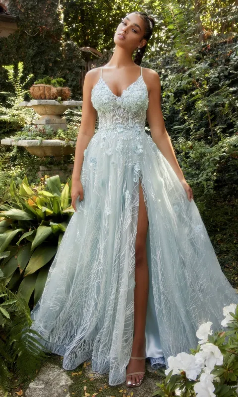 Lace-Bodice Long Pastel Green Prom Dress A1145 sold by PromGirl