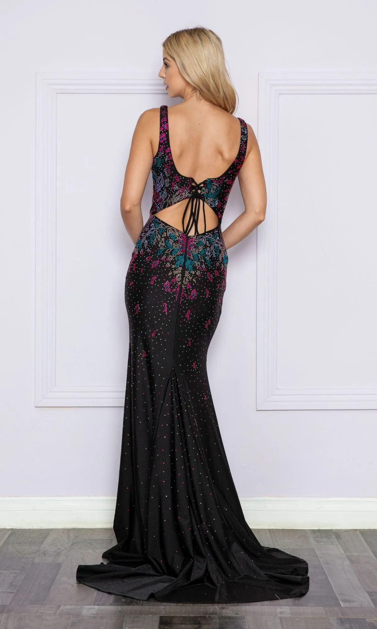 Multi-Color Beaded Long Black Formal Dress 9270 sold by PromGirl product image thumbnail 2