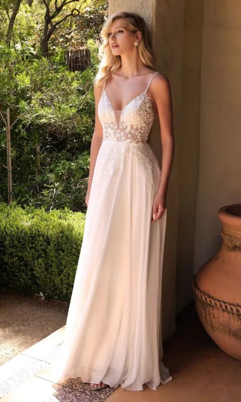 Off-White Long Formal Dress with Sheer Bodice TY11 sold by PromGirl