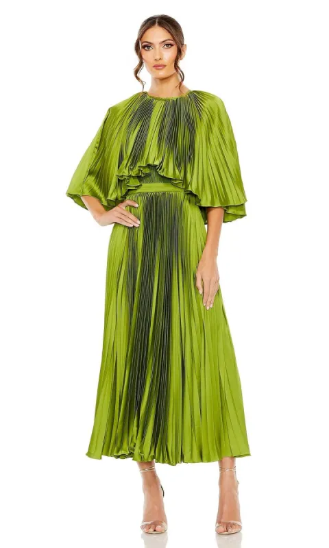 Caped Tea-Length Party Dress: Mac Duggal 49638 sold by PromGirl