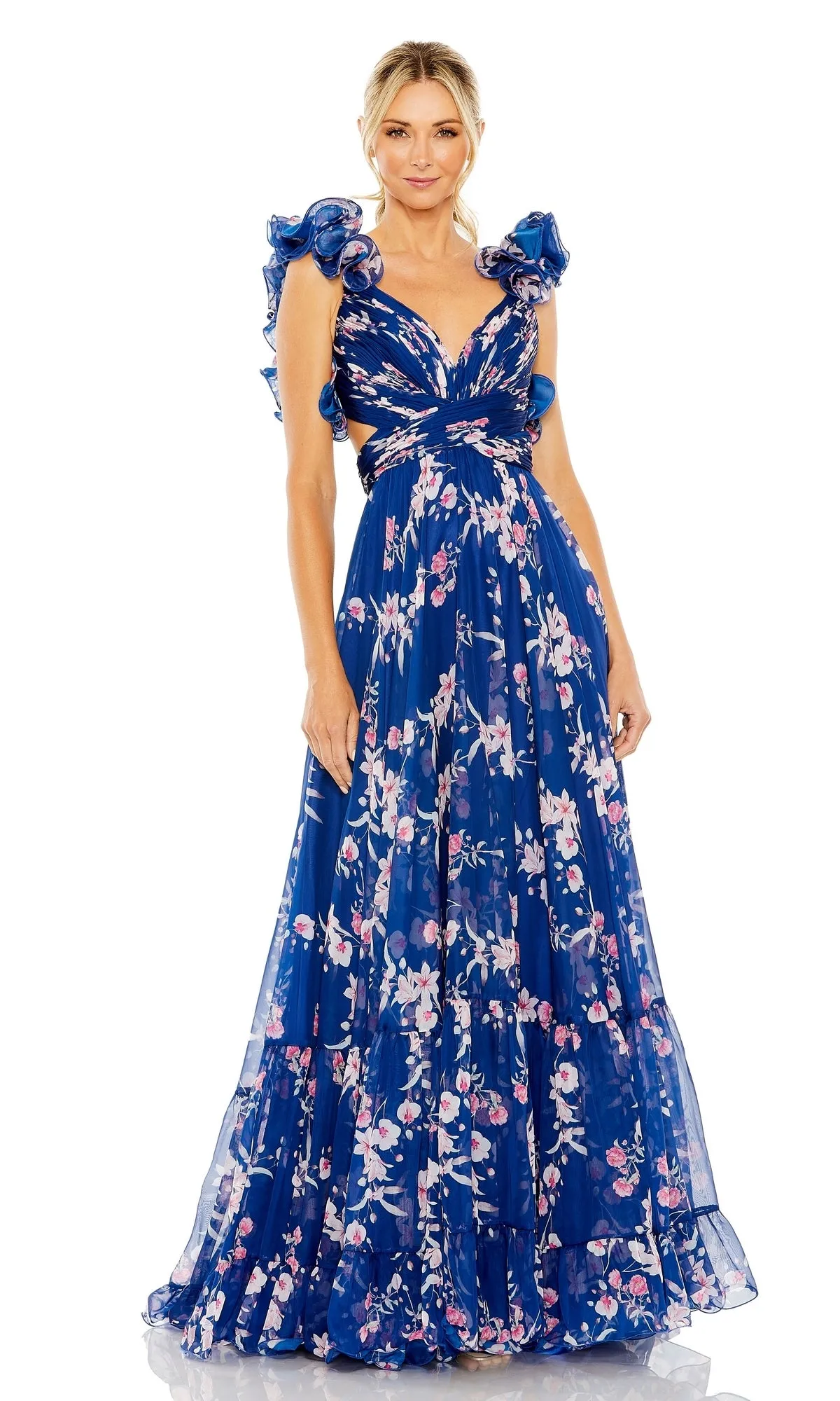Long Blue Print Formal Dress: Mac Duggal 68520 sold by PromGirl