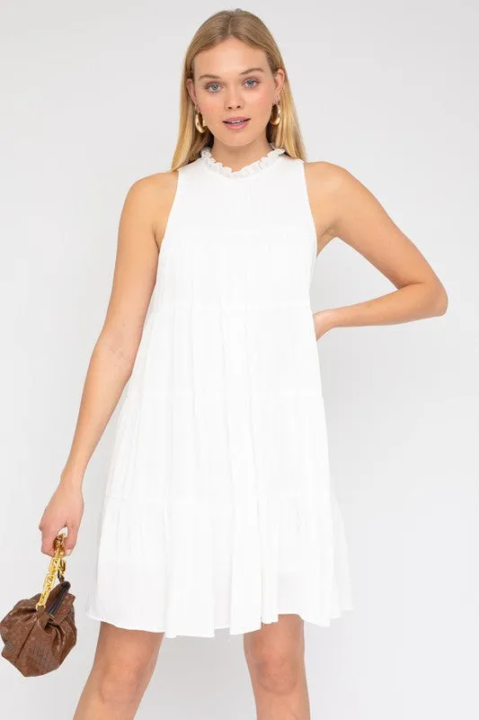 High-Neck Short White Casual Grad Dress AD1918 sold by PromGirl product image thumbnail 3