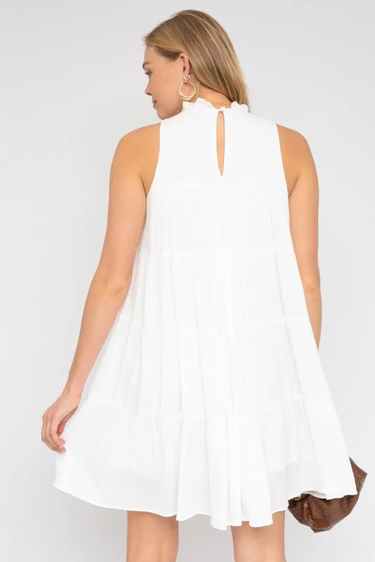 High-Neck Short White Casual Grad Dress AD1918 sold by PromGirl product image thumbnail 2