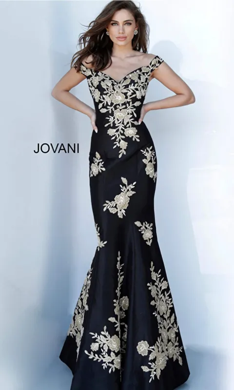 Jovani Gold and Black Long Prom Dress 00635 sold by PromGirl