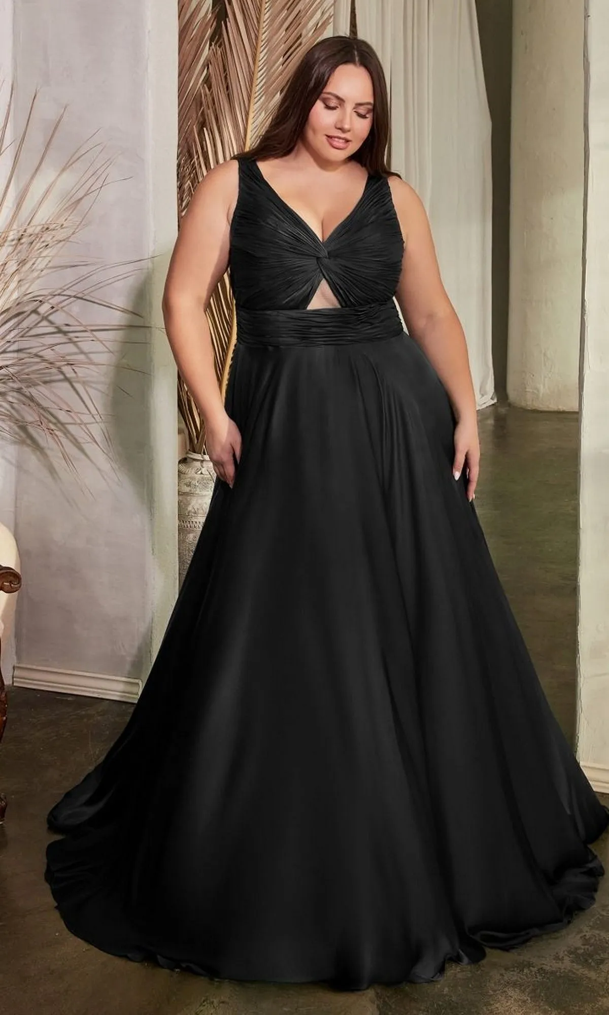 Twist-Front Long Plus-Size Prom Dress 7497C sold by PromGirl