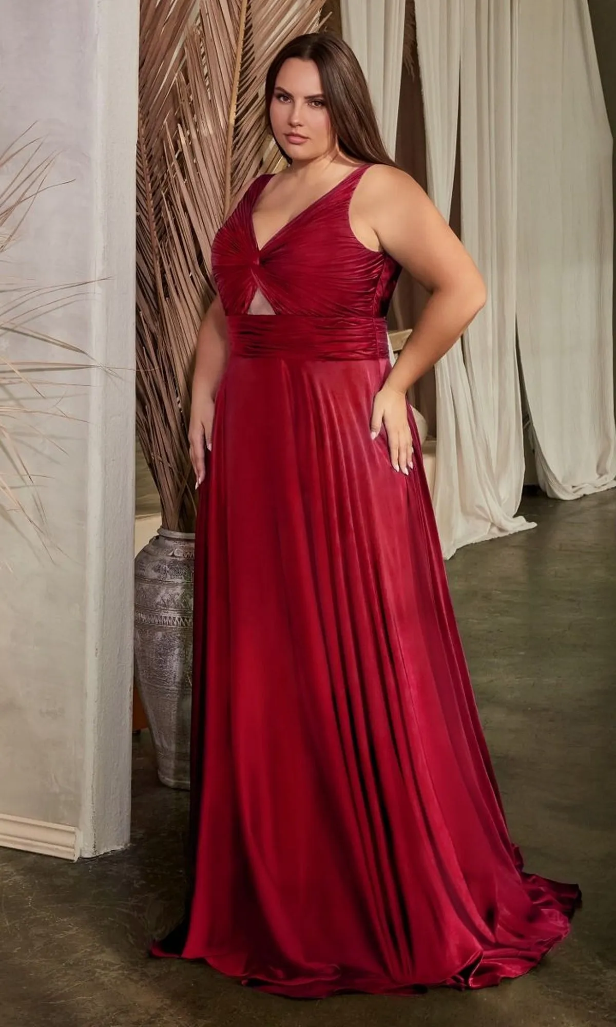 Twist-Front Long Plus-Size Prom Dress 7497C sold by PromGirl product image thumbnail 3