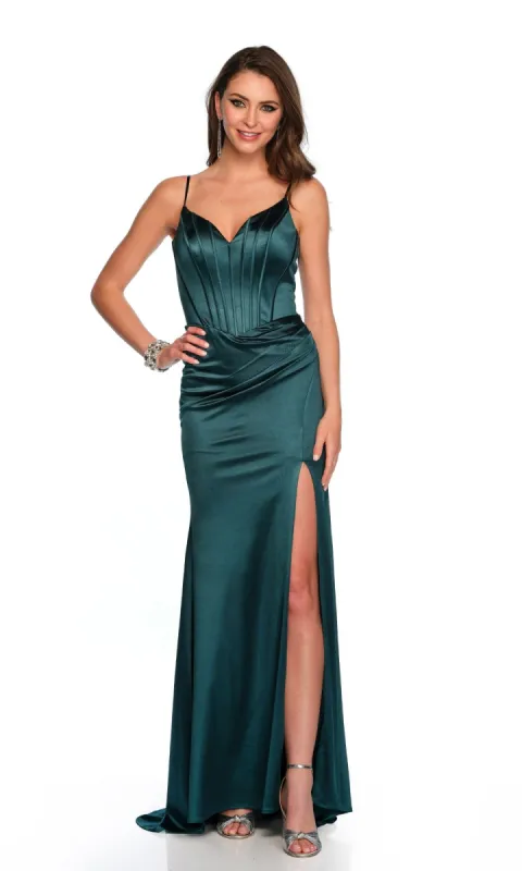 Emerald Green Long Prom Dress: Dave & Johnny 11543 sold by PromGirl
