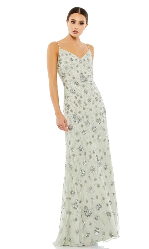 Sequin-Floral Long Silver Prom Dress 10806 sold by PromGirl