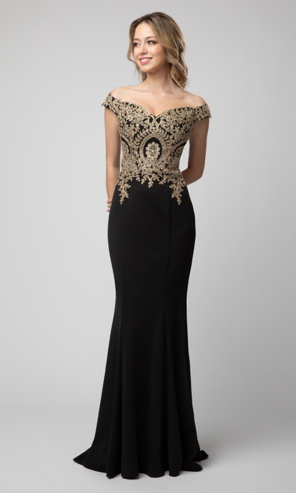 Long Off-the-Shoulder Prom Dress with Embroidery sold by PromGirl product image thumbnail 3