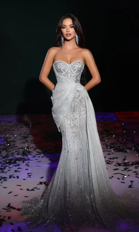 Silver Portia & Scarlett Evening Gown PS23928 sold by PromGirl