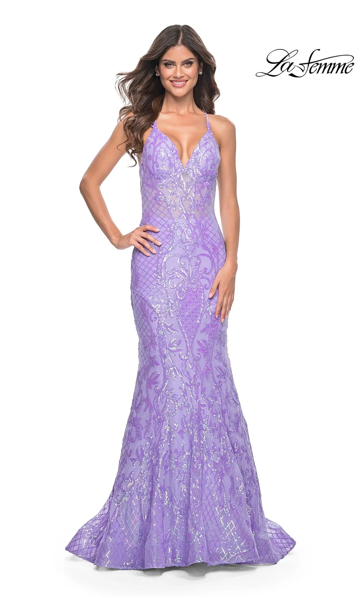 La Femme Long Sequin Mermaid Prom Dress 32337 sold by PromGirl product image thumbnail 3