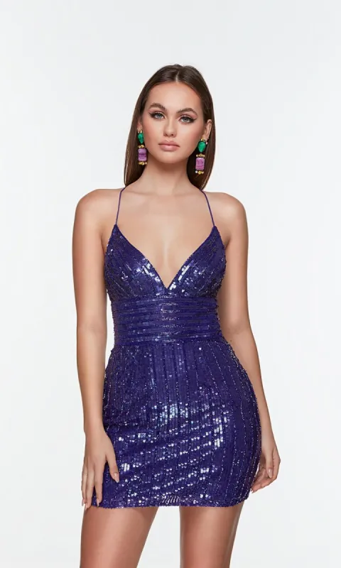 Hand-Beaded Mini Bodycon Homecoming Dress 4536 sold by PromGirl