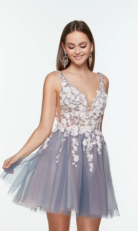 Backless Short Babydoll Party Dress 3107 sold by PromGirl