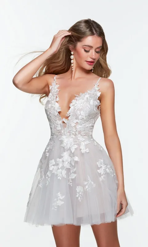 White Short Babydoll Homecoming Dress 3101 sold by PromGirl