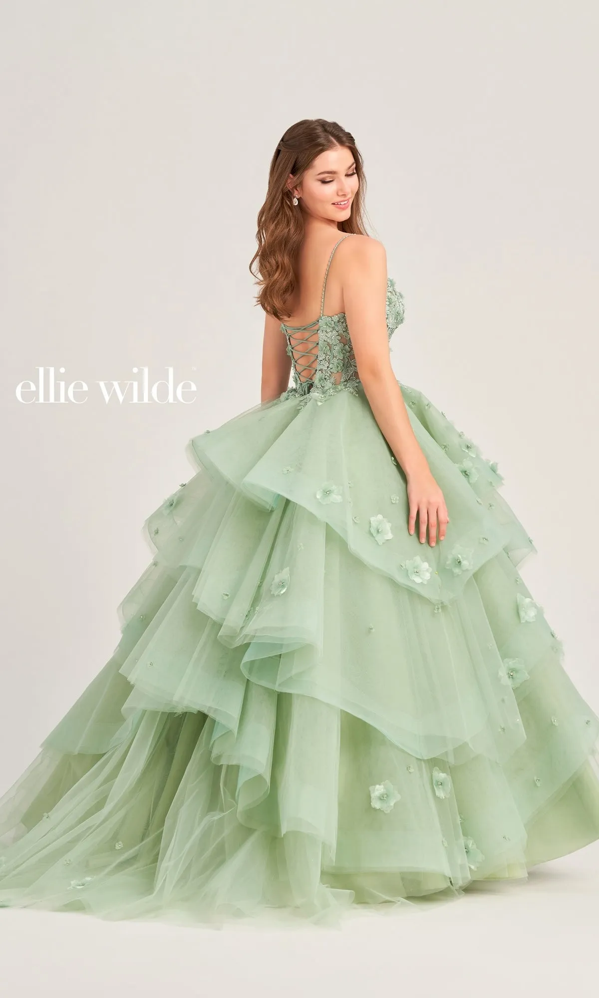Ellie Wilde Long Tiered Prom Ball Gown EW35206 sold by PromGirl product image thumbnail 2
