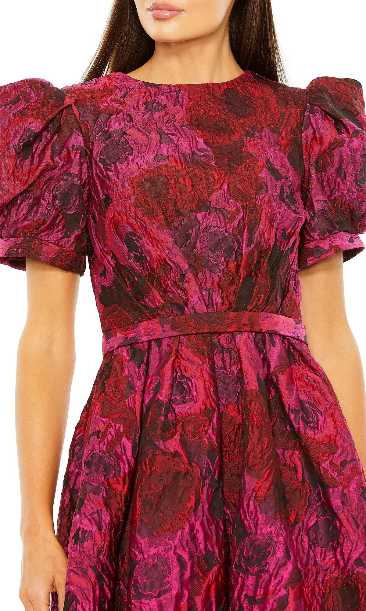 Puff-Sleeve Short Pink Print Party Dress 27475 sold by PromGirl product image thumbnail 3