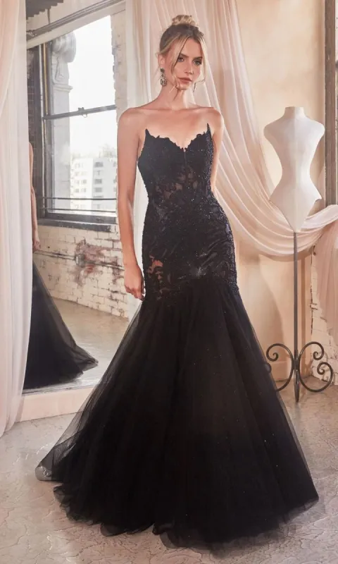 Strapless Long Lace Mermaid Prom Dress CDS482 sold by PromGirl