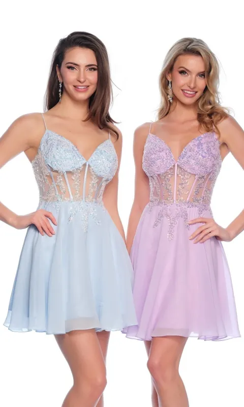 Dave &  Johnny Short Chiffon Hoco Dress 11789 sold by PromGirl