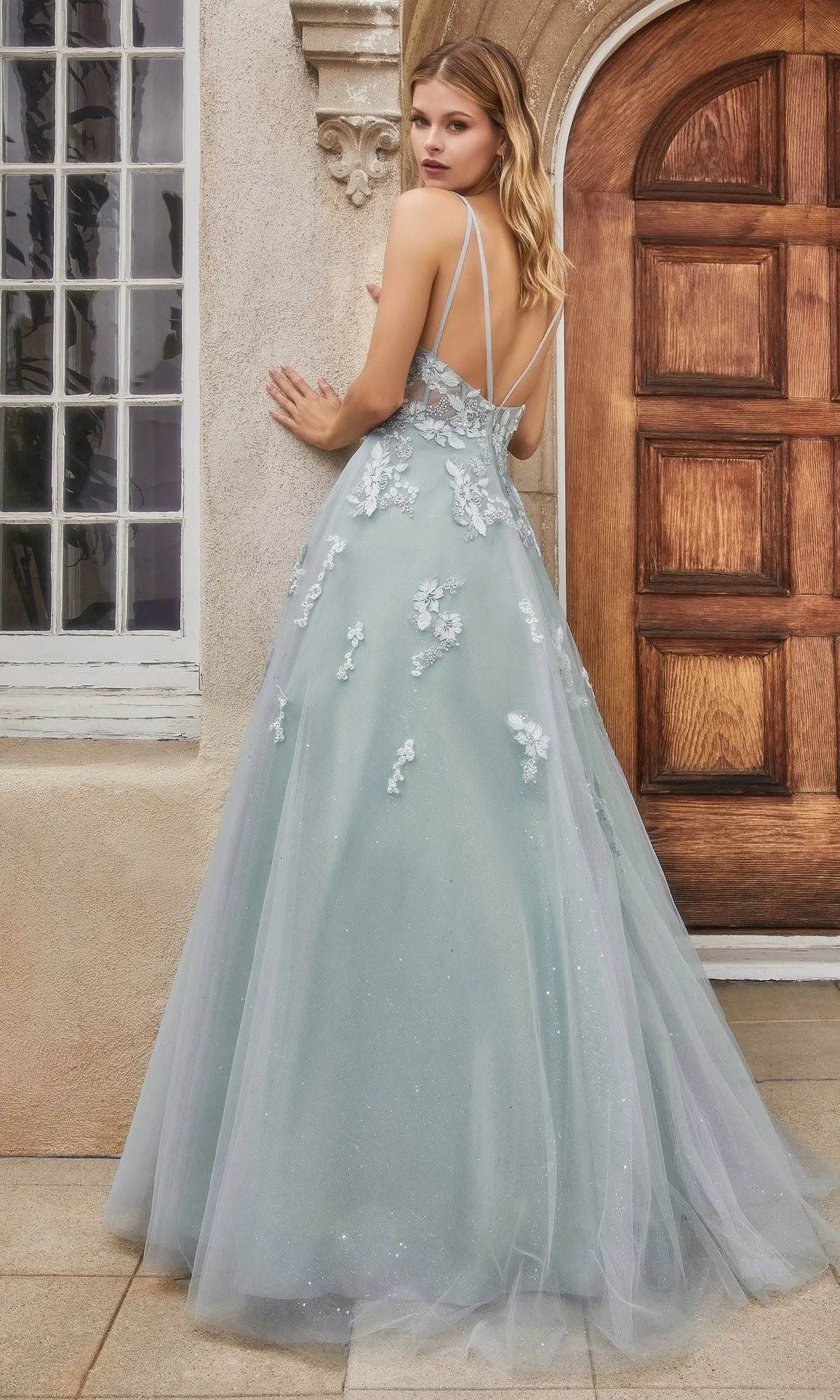 Sage Green Long Glitter Prom Dress A0892 sold by PromGirl product image thumbnail 2
