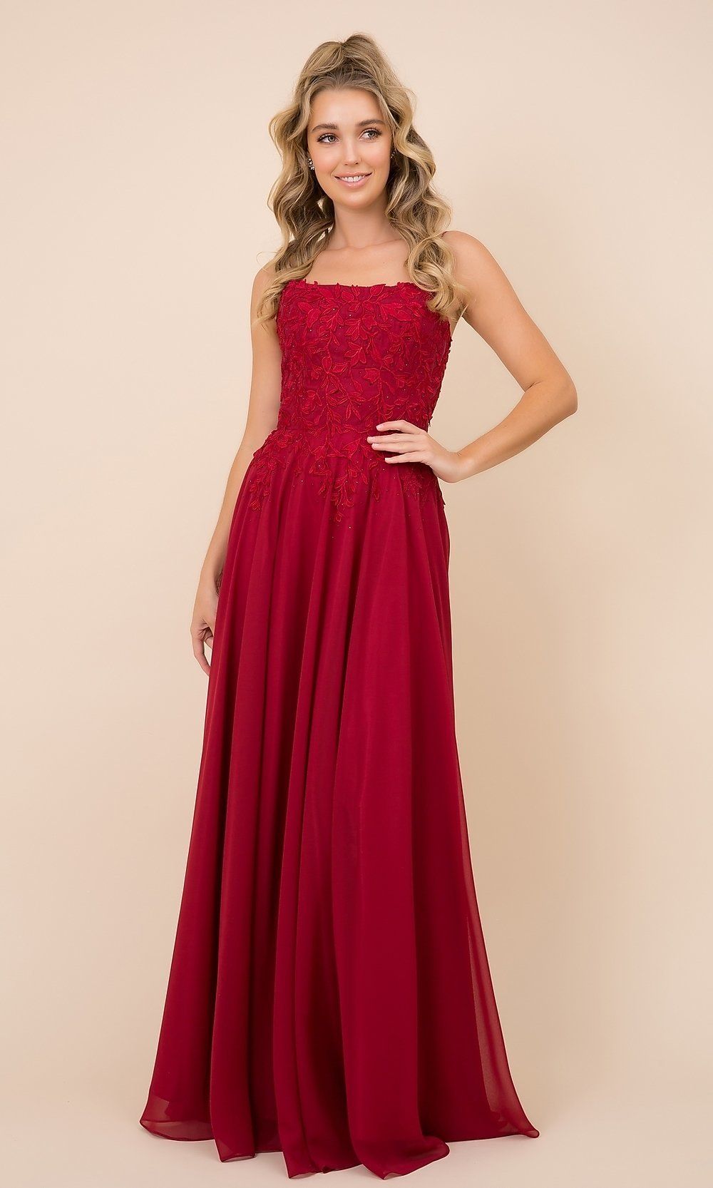 Long Prom Dress with Sparkly Embroidered Bodice sold by PromGirl product image thumbnail 3