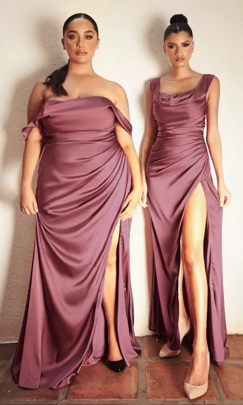 Long Faux-Wrap Formal Prom Dress with Slit 7488 sold by PromGirl