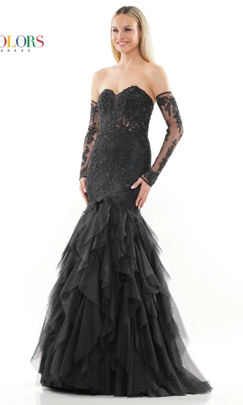 Strapless Long Glitter Mermaid Prom Dress 3204 sold by PromGirl