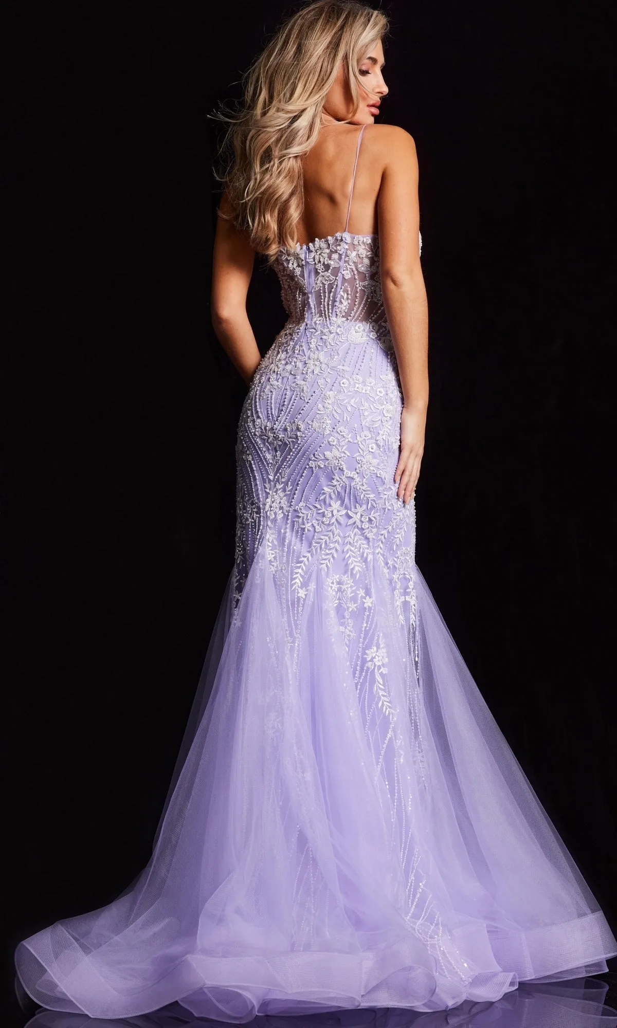 Sheer-Corset Long Mermaid Prom Dress: Jovani 37414 sold by PromGirl product image thumbnail 2